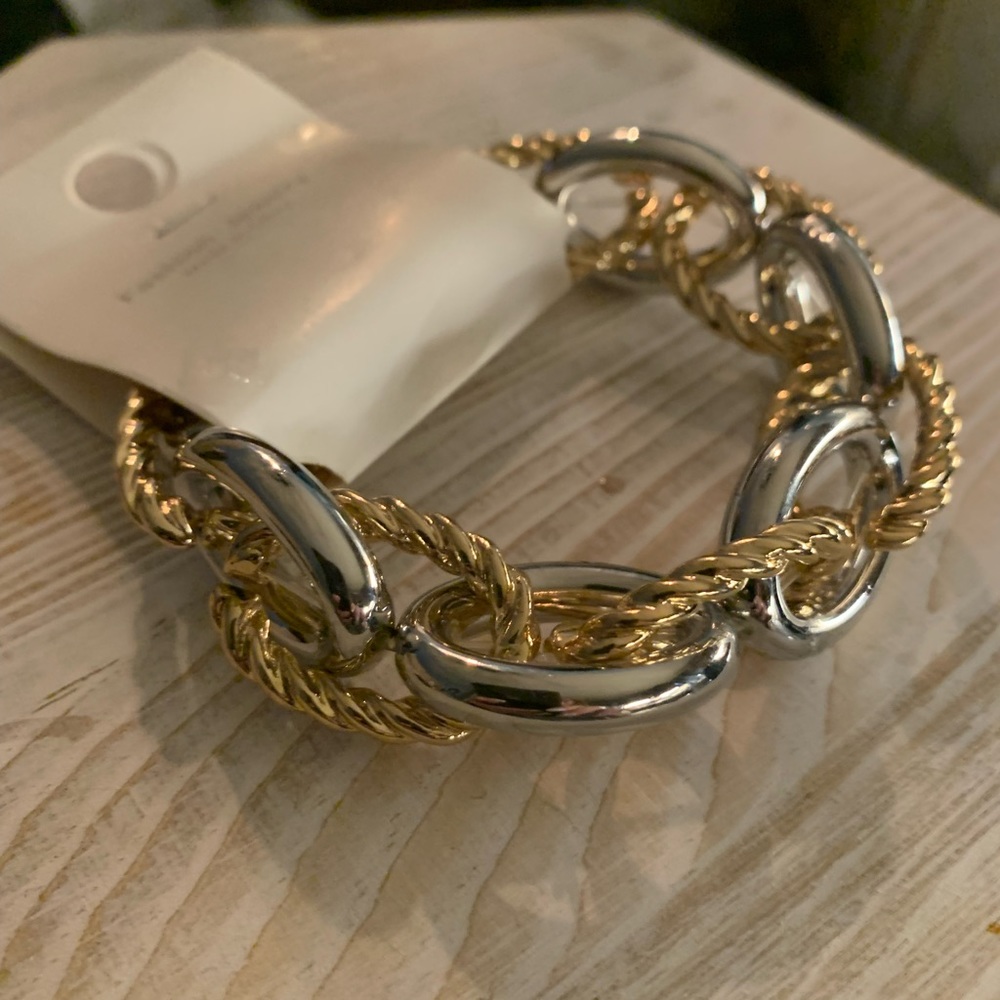 Silver and Gold tone large link bracelet